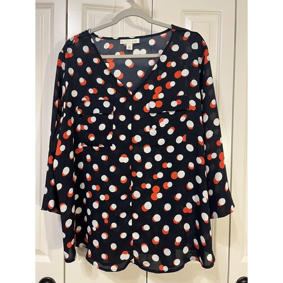 EMALINE Woman 1X/2X Tunic Blouse Top, 3/4 Length sleeve - Picture 1 of 7